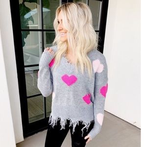 Grey Heart Sweater- Medium💕